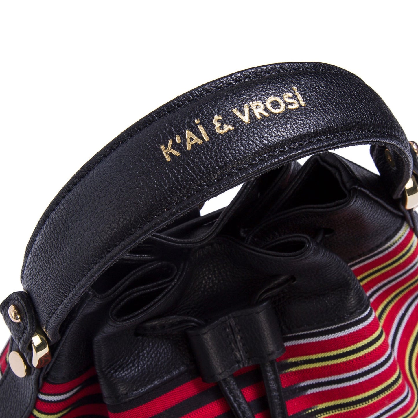 Black Leather & Striped Fabric Pattern Convertible Bag - Fluent Trends