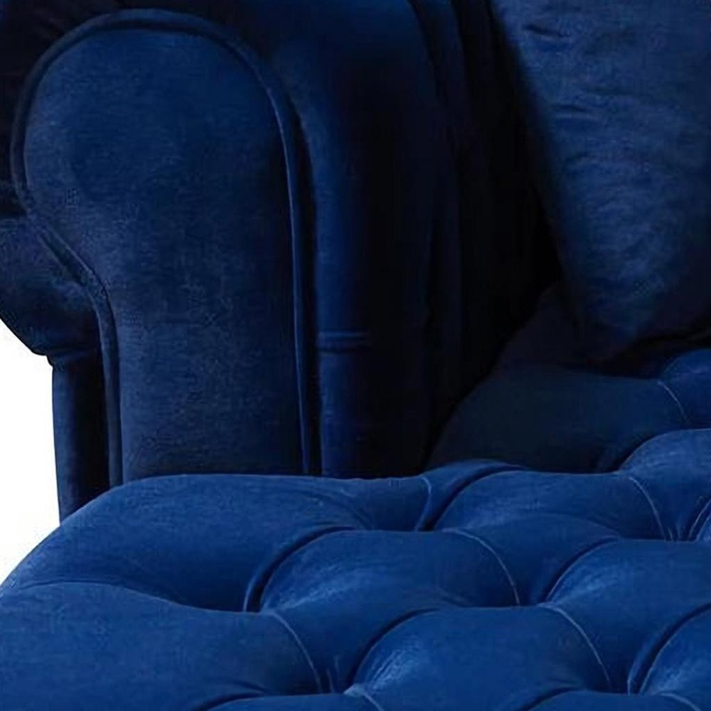 Blue Velvet U Shaped Three Piece Sofa and Chaise Sectional With Toss Pillows HomeRoots