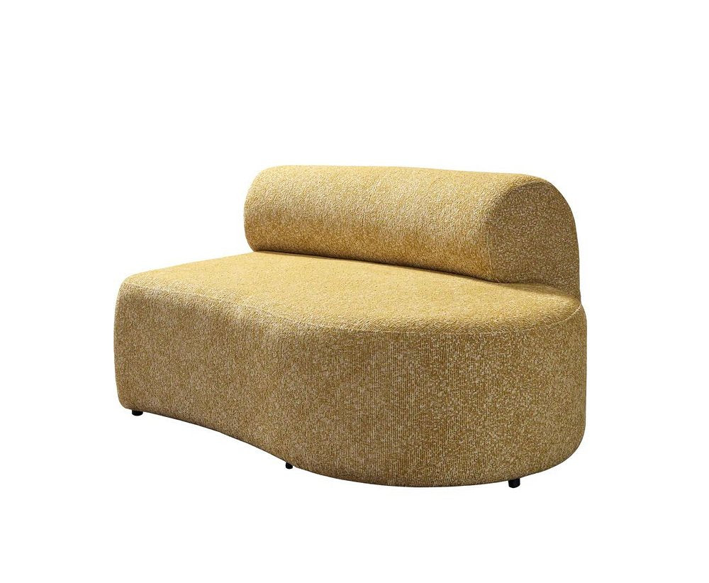 Mustard Boucle Modular Curved Three Piece Sectional With Toss Pillows HomeRoots