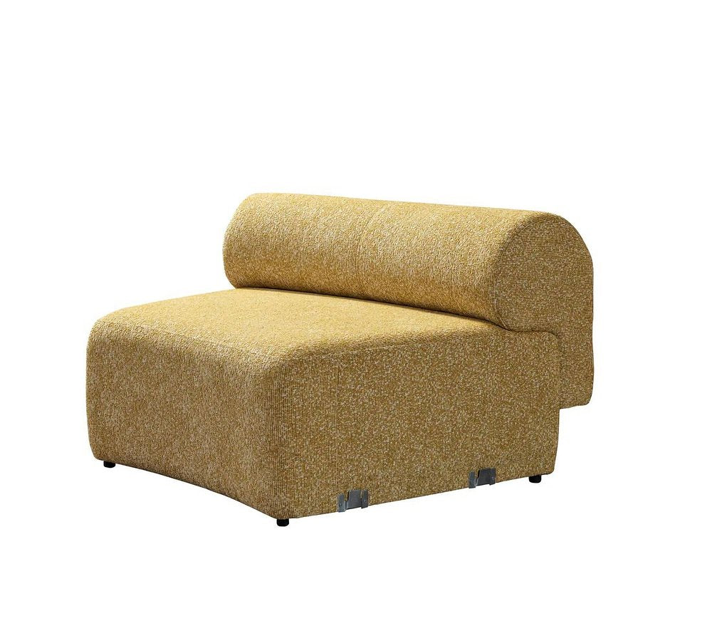 Mustard Boucle Modular Curved Three Piece Sectional With Toss Pillows HomeRoots