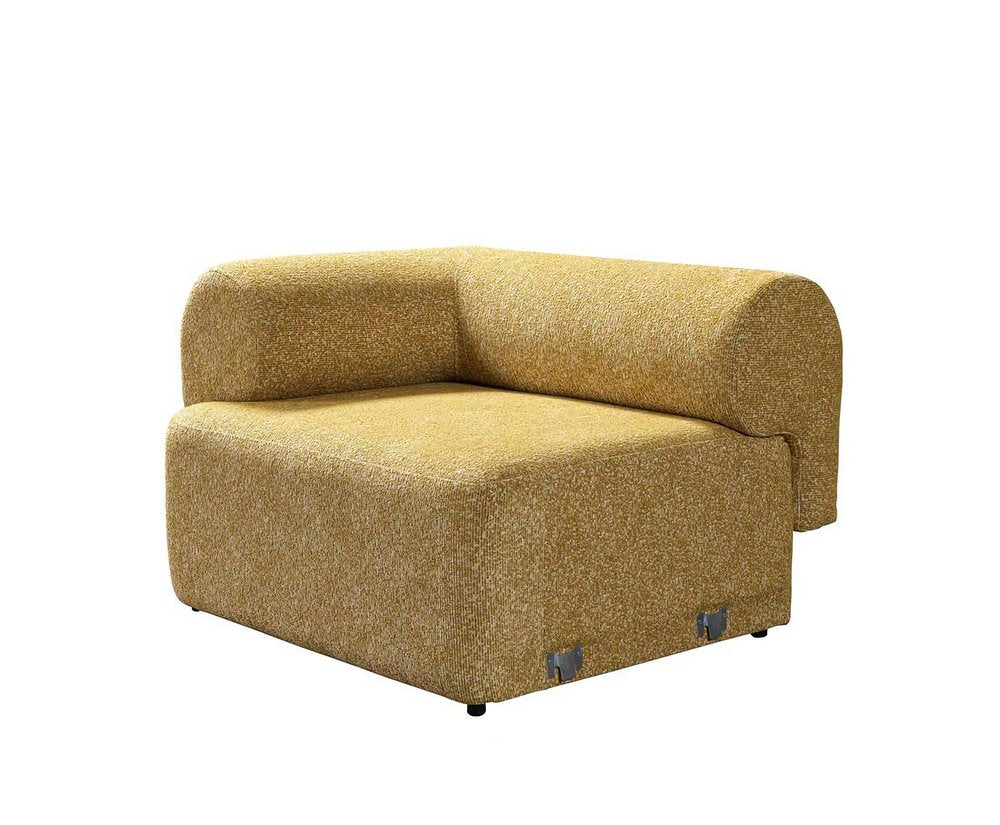 Mustard Boucle Modular Curved Three Piece Sectional With Toss Pillows HomeRoots