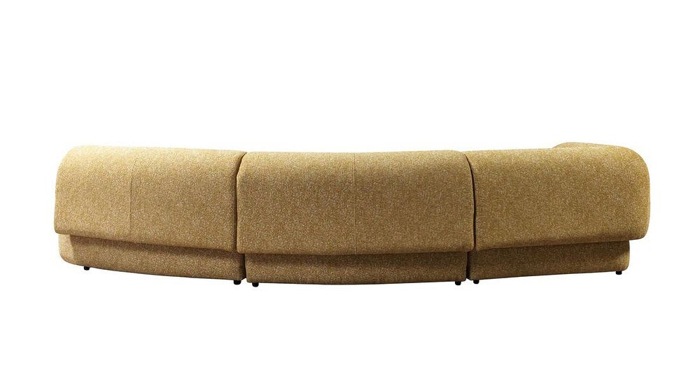 Mustard Boucle Modular Curved Three Piece Sectional With Toss Pillows HomeRoots