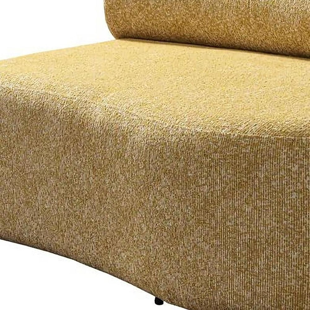 Mustard Boucle Modular Curved Three Piece Sectional With Toss Pillows HomeRoots