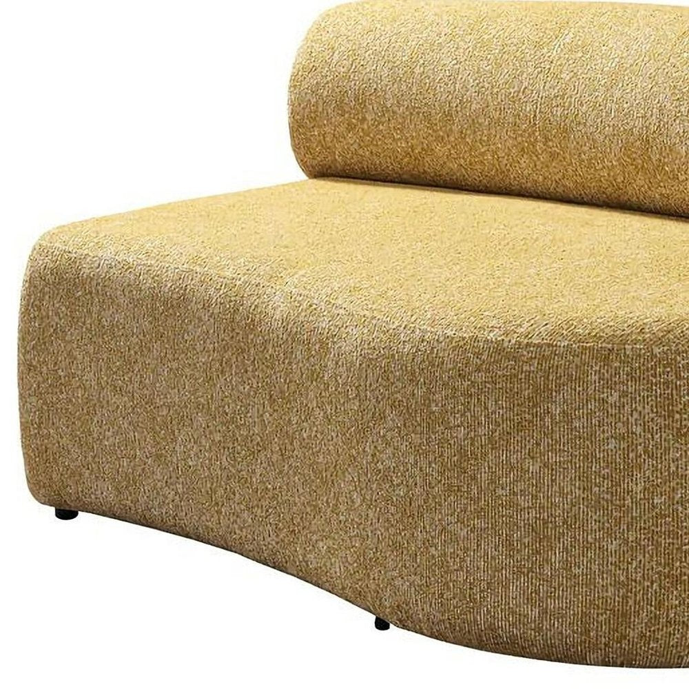 Mustard Boucle Modular Curved Three Piece Sectional With Toss Pillows HomeRoots