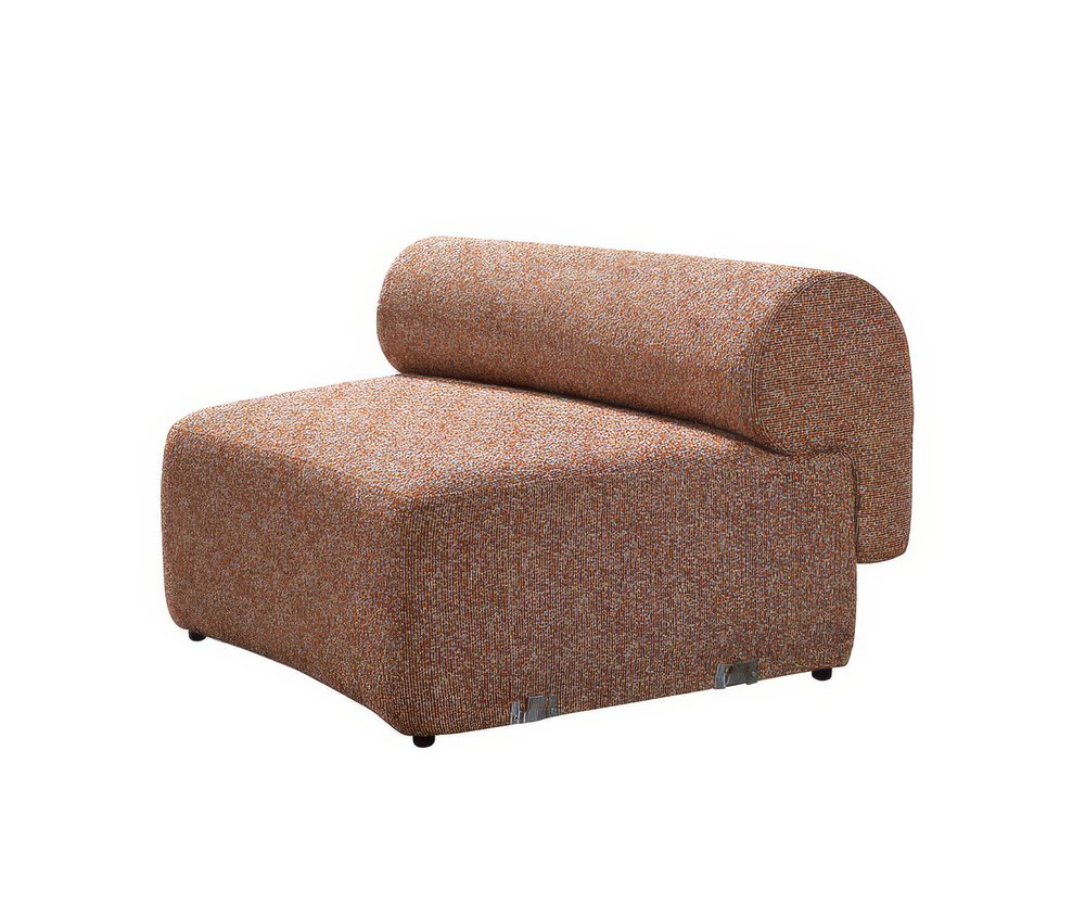 Orange Boucle Modular Curved Three Piece Sectional With Toss Pillows HomeRoots