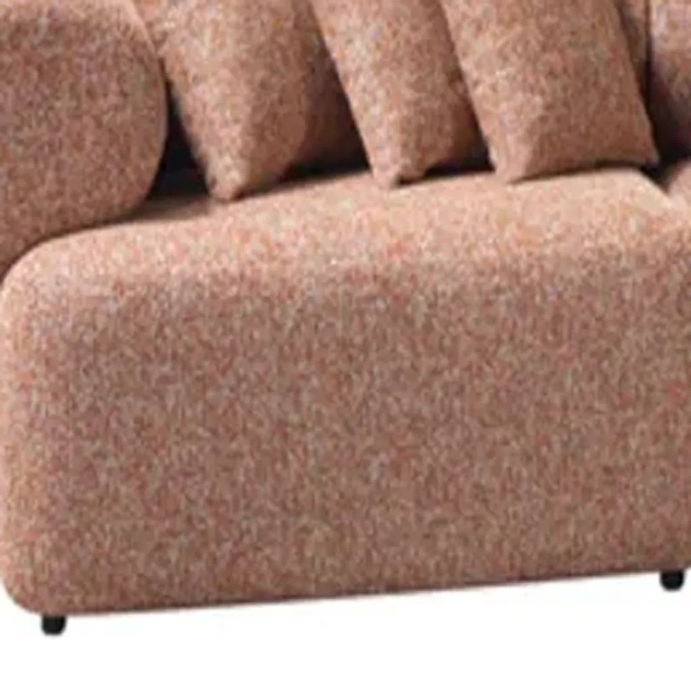 Orange Boucle Modular Curved Three Piece Sectional With Toss Pillows HomeRoots