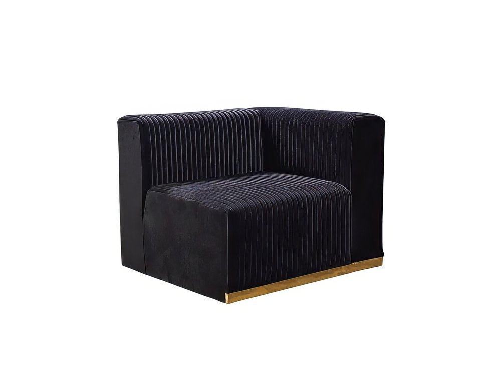 Black Velvet Modular U Shaped Four Piece Sofa and Chaise Sectional With Toss Pillows HomeRoots