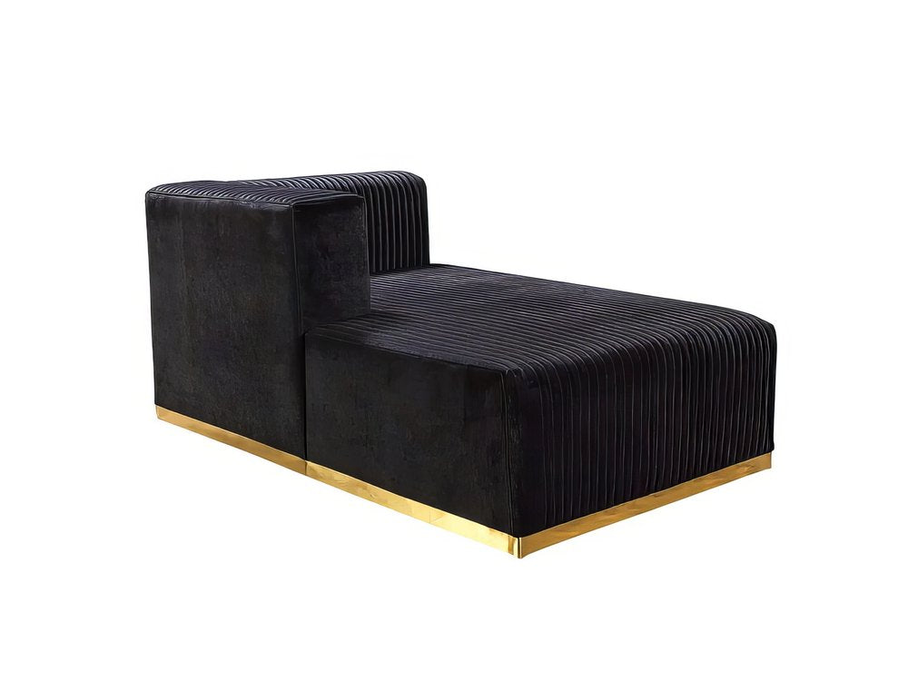 Black Velvet Modular U Shaped Four Piece Sofa and Chaise Sectional With Toss Pillows HomeRoots