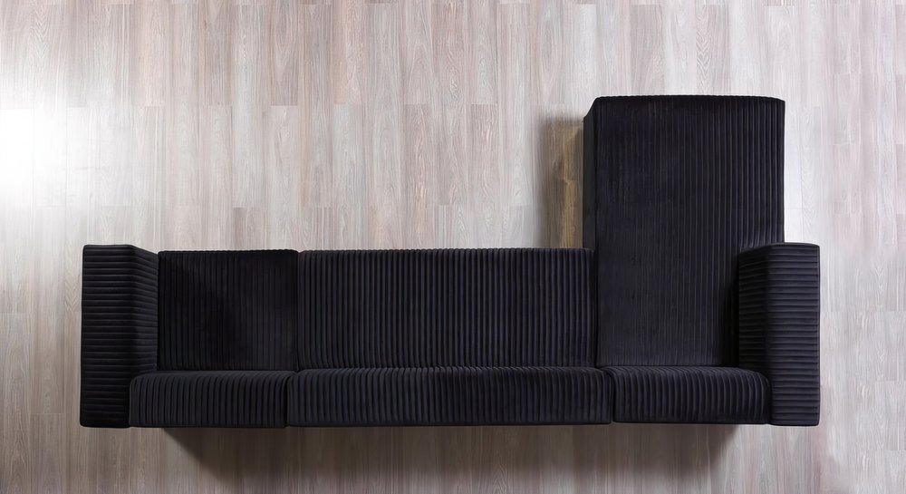 Black Velvet Modular U Shaped Four Piece Sofa and Chaise Sectional With Toss Pillows HomeRoots