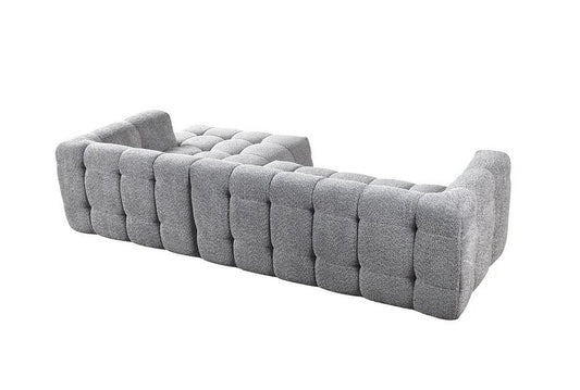 Light Gray Boucle L Shaped Two Piece Sofa and Chaise Sectional With Toss Pillows - Fluent Trends