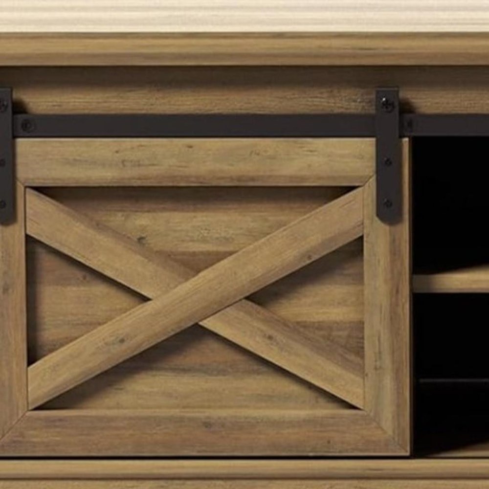 47" Black and Natural Faux Leather And Wood Bench With Shoe Storage And Shelves - Fluent Trends