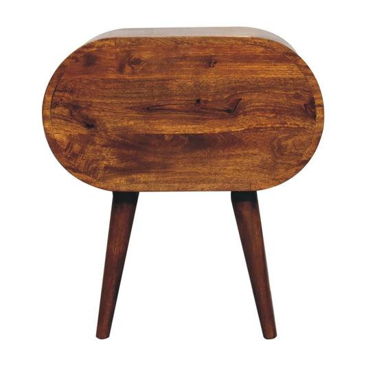 Chestnut Solid Wood Oval Nightstand | Two-Drawer Design