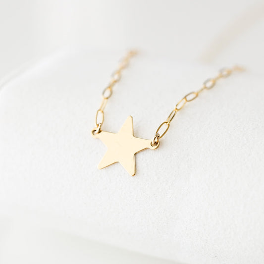 Nova Gold-Filled Star Necklace | 14k Paperclip Chain | Water-Resistant Celestial Jewelry