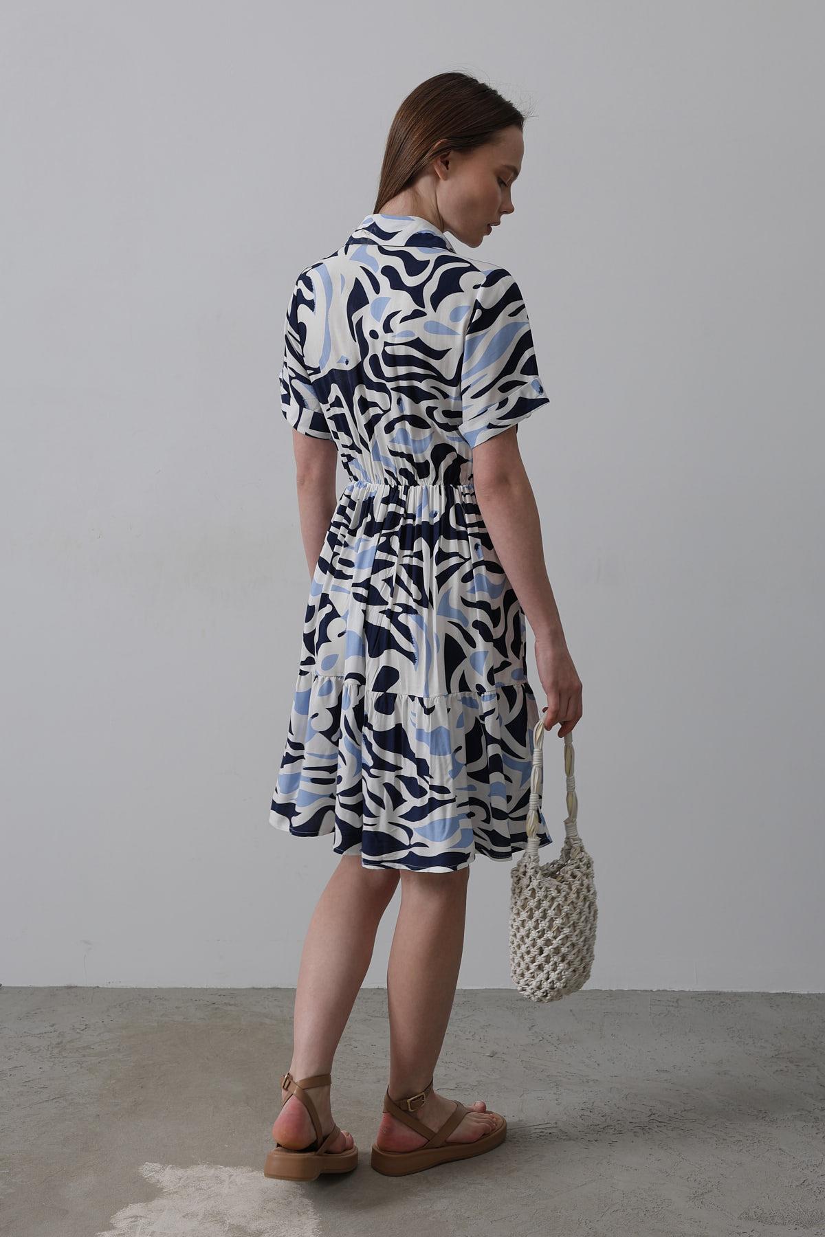 Rey Printed Dress — Multicolor Abstract Soléa