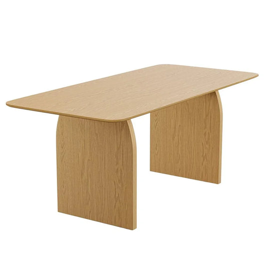 Solid Wood Dining Table 66 Inch - Natural Double Pedestal Base