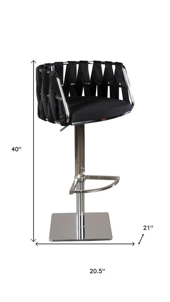 Weaver 27 inch Counter Bar Chair Black and Silver Swivel Profile