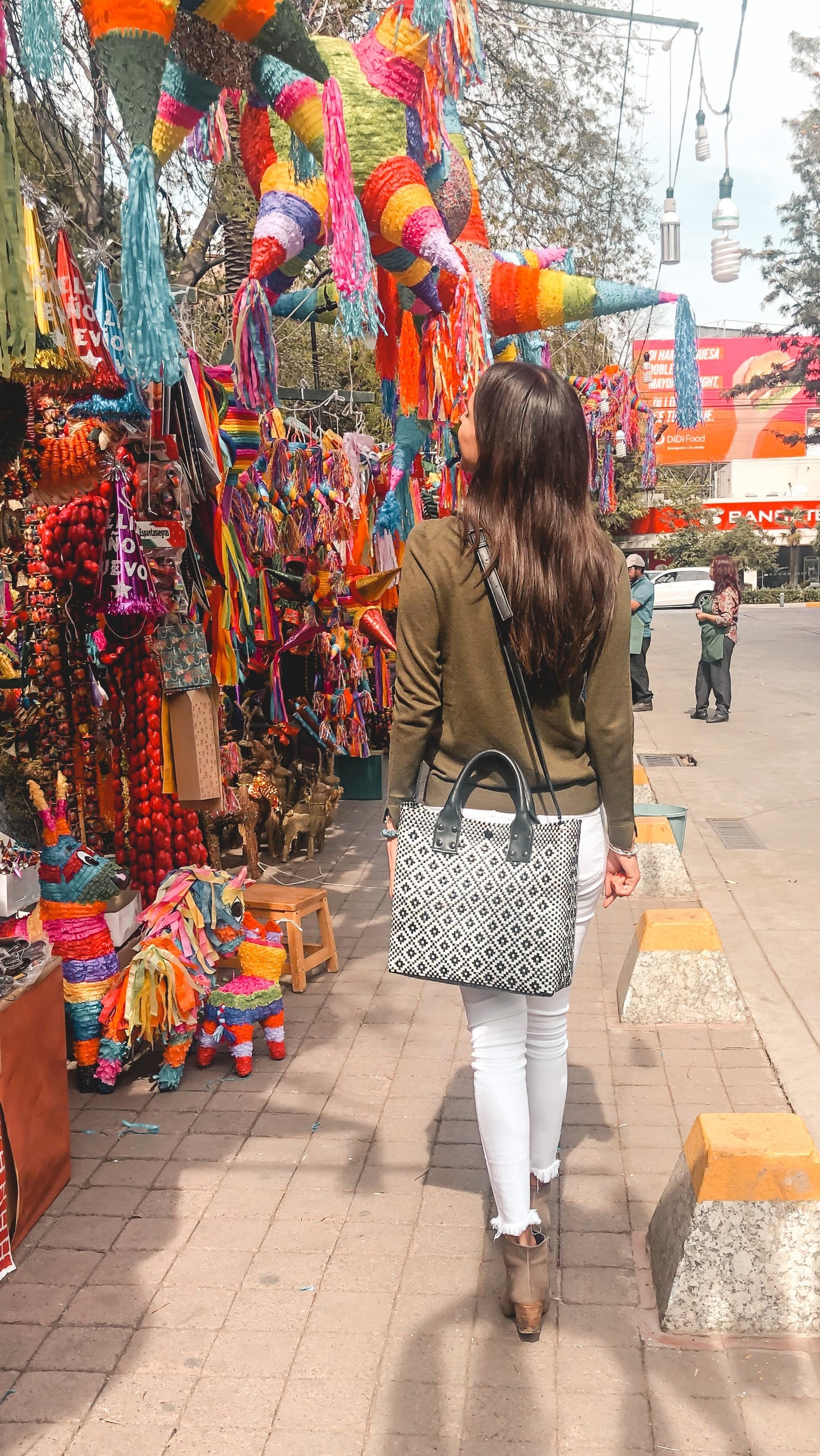 Panda Large Woven Crossbody Bag with Leather - Fluent Trends Cross Body Bags