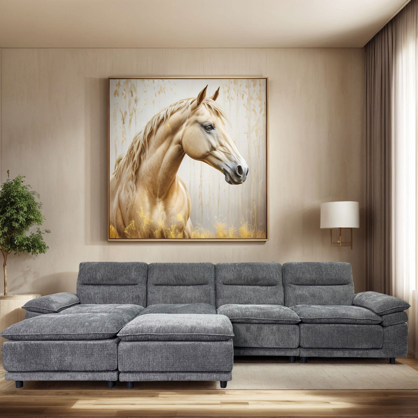 141'' Wide Modern U-shaped Sectional Sofa with high back cushion,6-seat Upholstered Dark Grey Streamdale Furniture