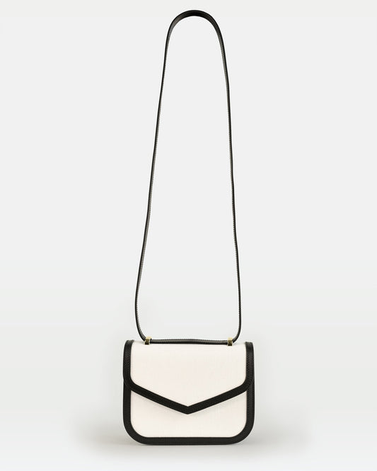 Maya crossbody bag in vegetable calfskin leather and canvas