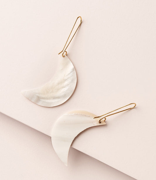 Rajani Crescent Moon Drop Earrings - Mother of Pearl - Fluent Trends