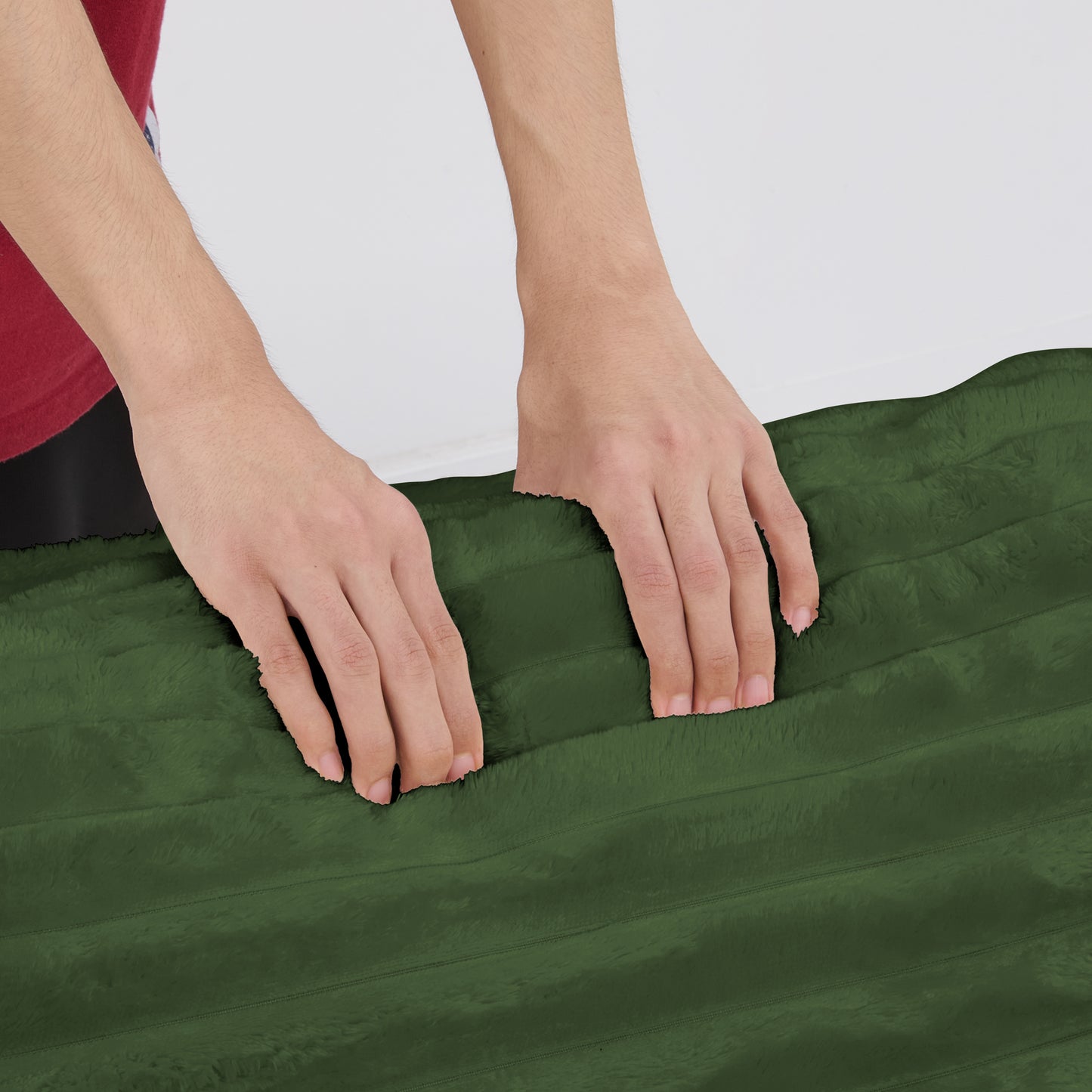 Green Corduroy Chaise Lounge Sofa Bed - Modern Foam Cloud Couch for Living Room - Fluent Trends