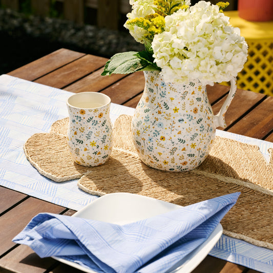 Tula Handcrafted Floral Ceramic Pitcher