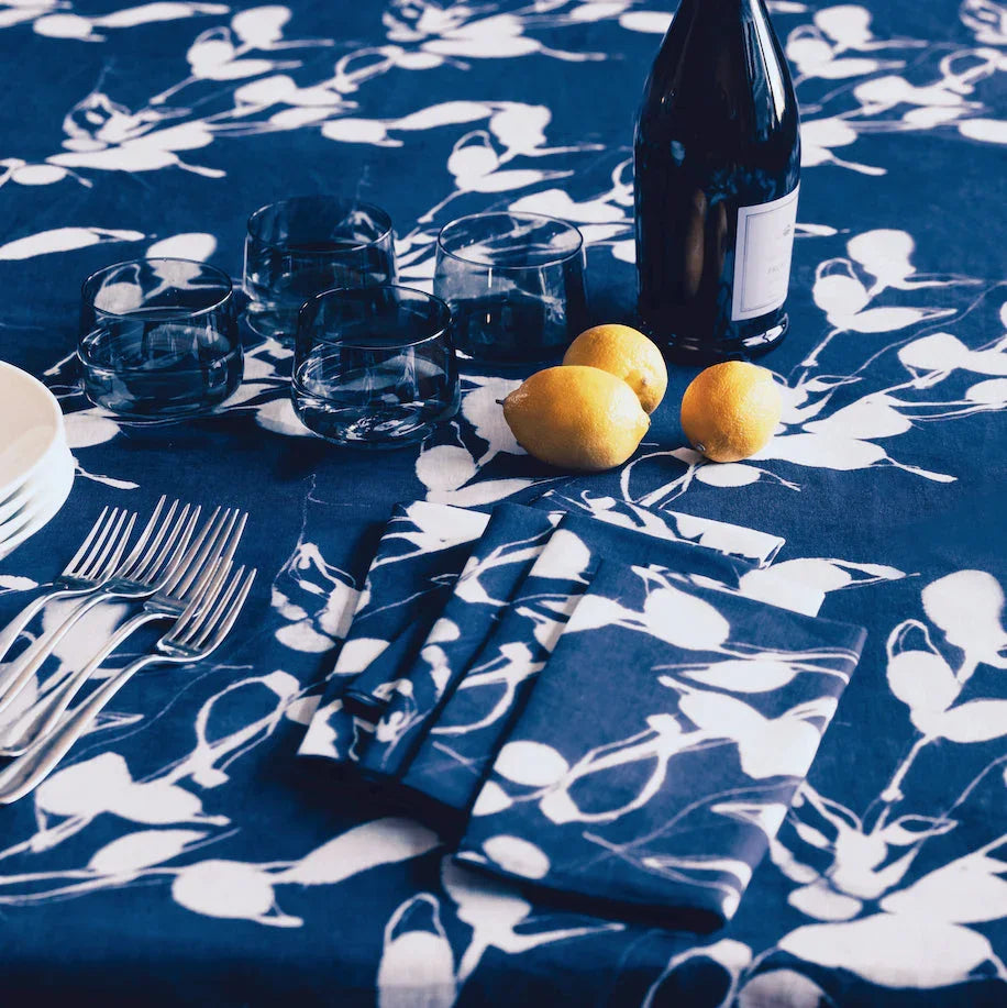 Porto Print in Indigo Tablecloth - Fluent Trends Tablecloths