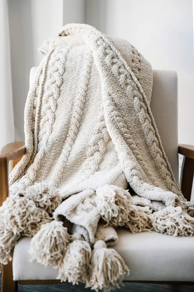 Braided Pom Pom Throw Sunday Citizen