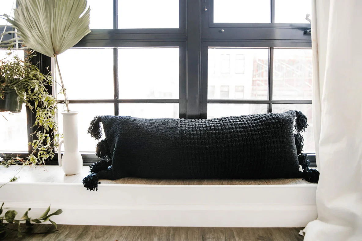 Braided Pom Pom Lumbar Pillow - Fluent Trends