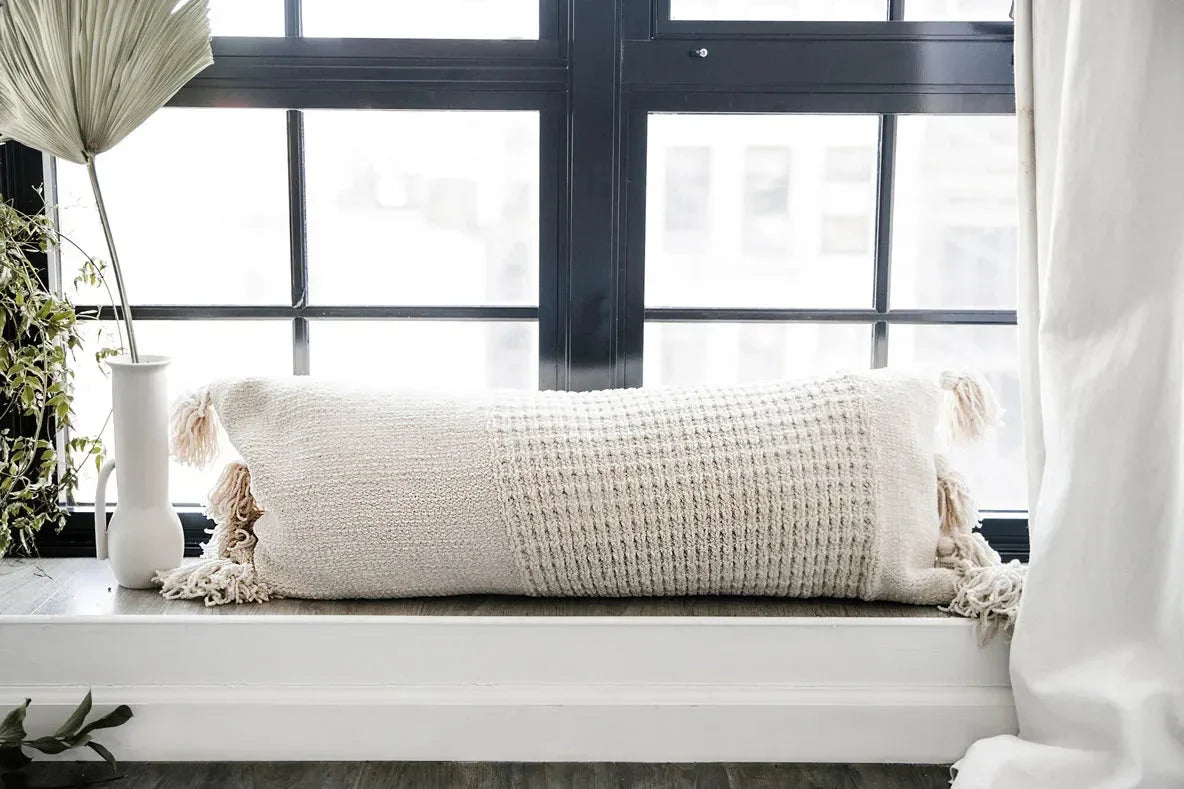 Braided Pom Pom Lumbar Pillow - Fluent Trends