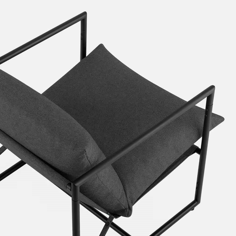 Modern Dark Grey Upholstered Accent Chair with Metal Frame Melrose Home Design
