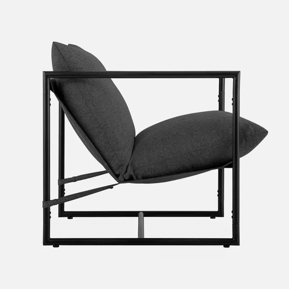 Modern Dark Grey Upholstered Accent Chair with Metal Frame Melrose Home Design
