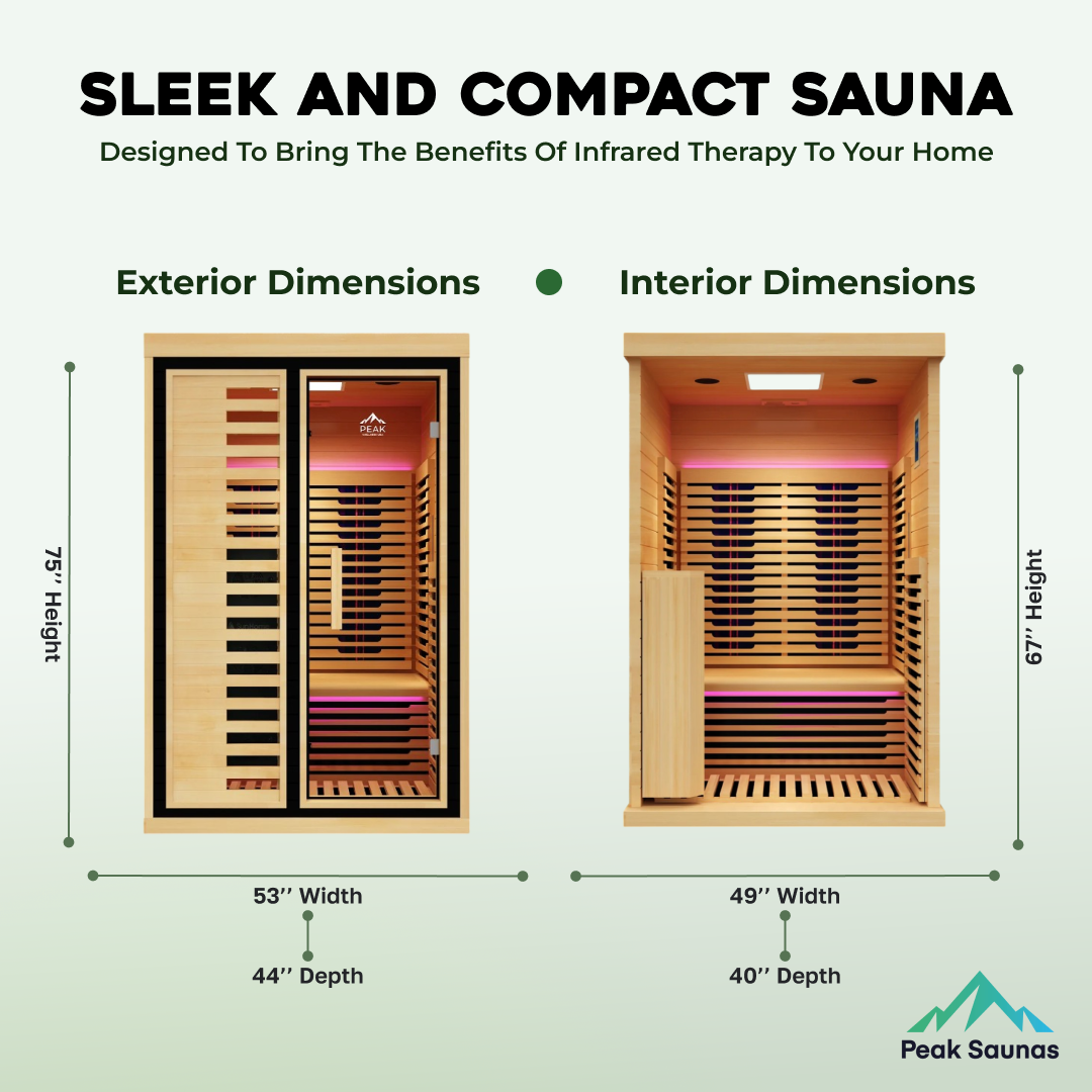 Peak Saunas Everest 2-Person Full Spectrum Infrared XL Medical-Grade Red Light Peak Wellness USA