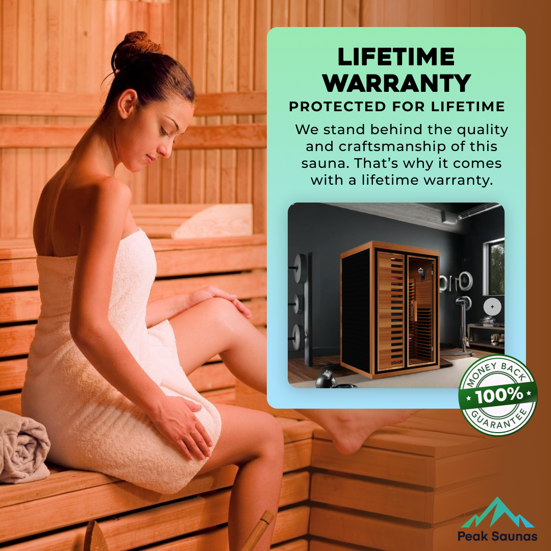 Peak Saunas Fuji 2-Person Full Spectrum Infrared Sauna with XL Medical-Grade Red Light Therapy & Smart WiFi App Control Peak Wellness USA