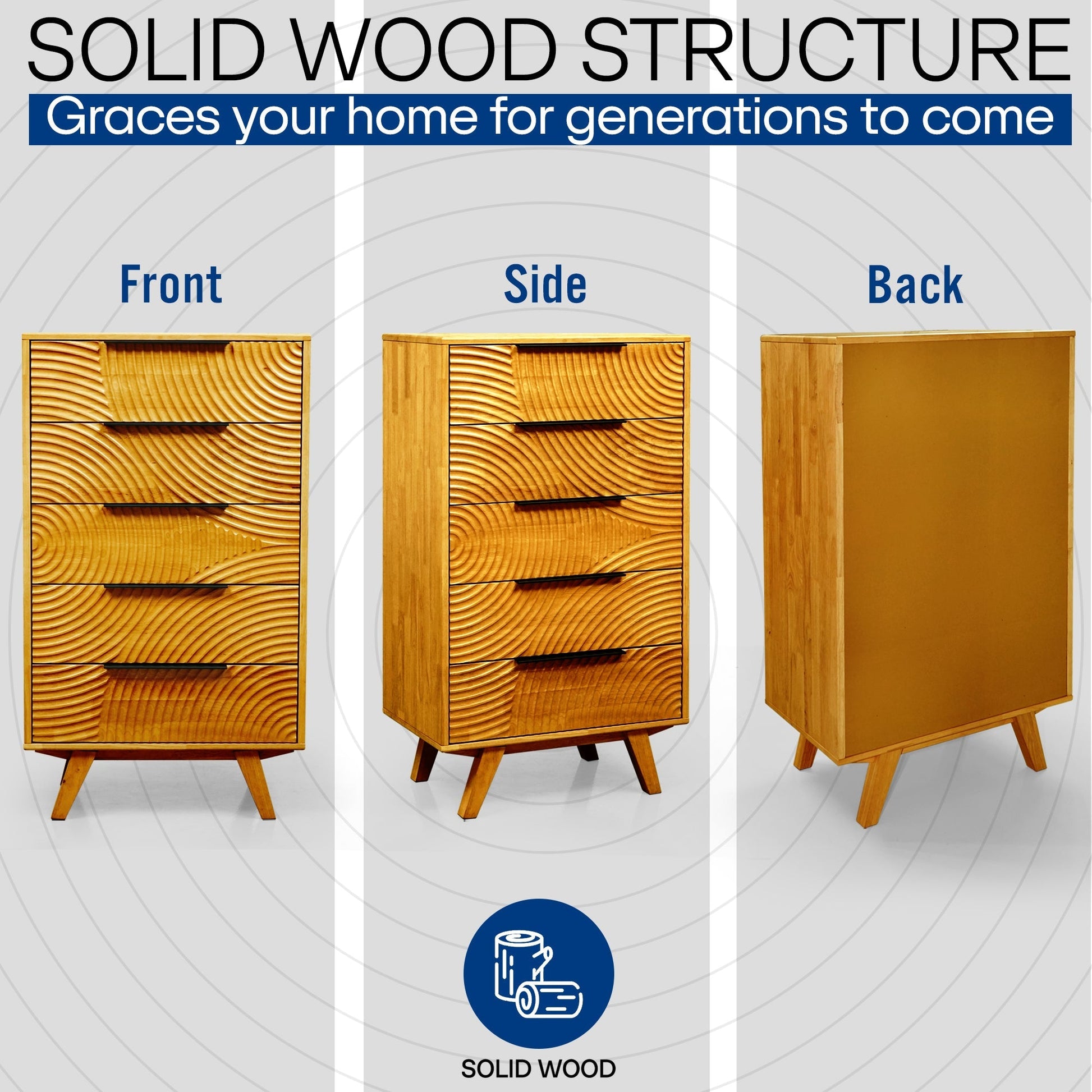 Acacia Harmony Dresser with 5 Drawers - Fluent Trends