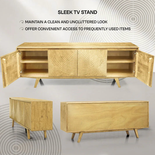 Acacia Harmony TV Stand with Storage for TVs up to 80" - Fluent Trends