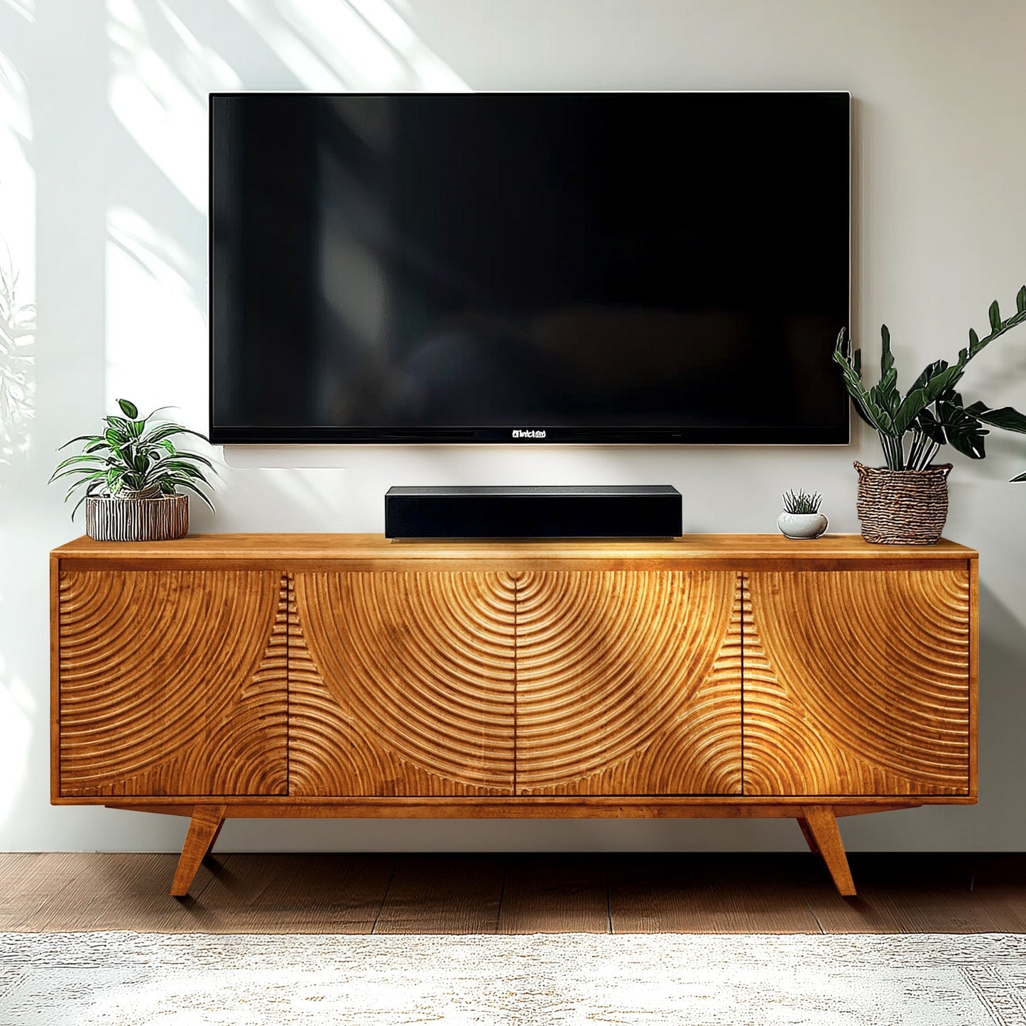 Acacia Harmony TV Stand with Storage for TVs up to 80" Megsu