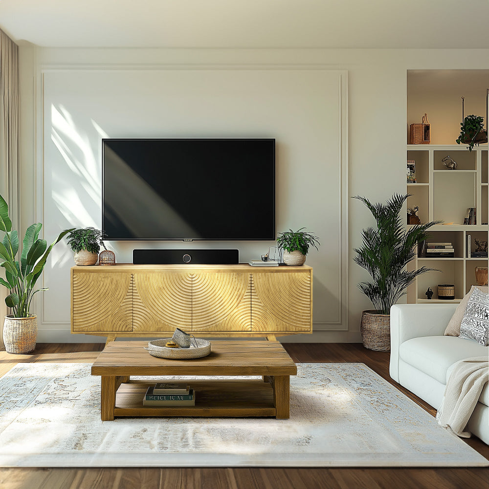 Acacia Harmony TV Stand with Storage for TVs up to 80" Megsu