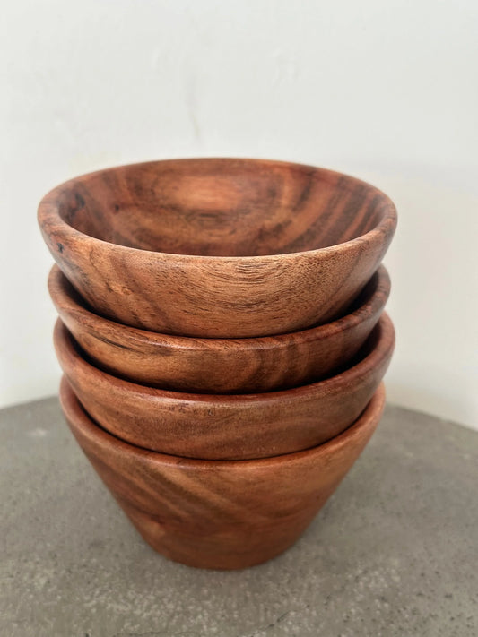 Teak Wood Small Serving Bowls - Set of 2 or 4 - Fluent Trends