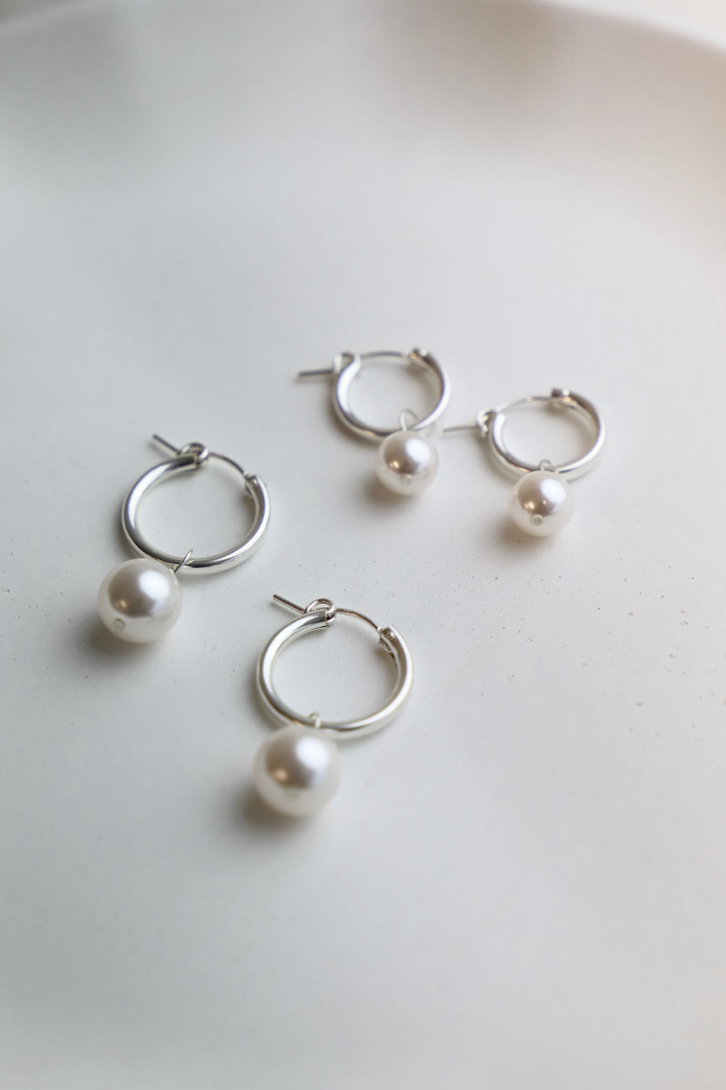 AUDREY PEARL HOOP EARRINGS-SILVER - Fluent Trends