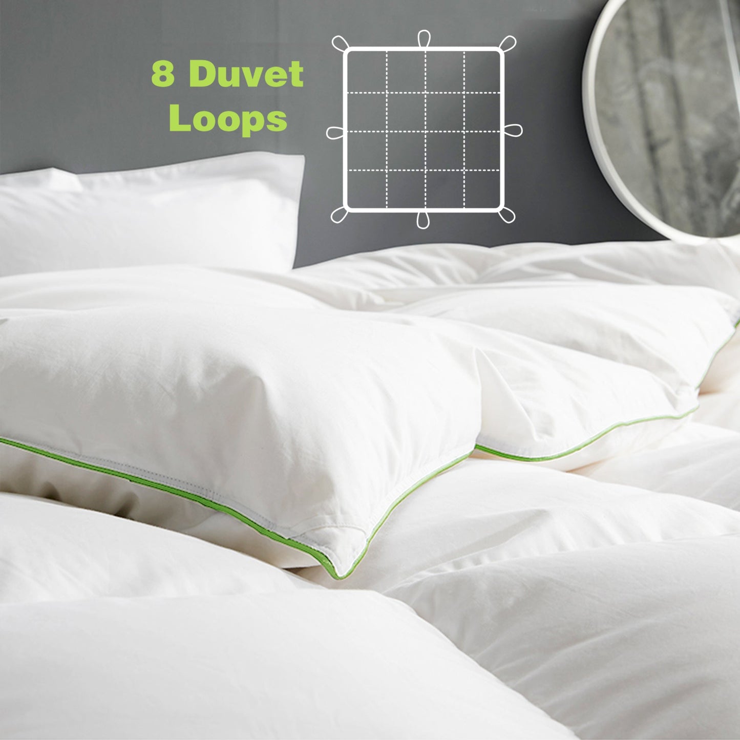 Kasentex Ultra Soft Green Piped Edge Warm Heavy Weights Down Comforter, White, Room Decor, Graduation Gifts Kasentex