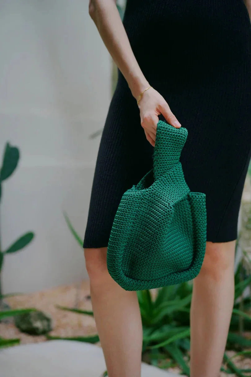 Mackenzie Knit Clutch in Emerald - Fluent Trends