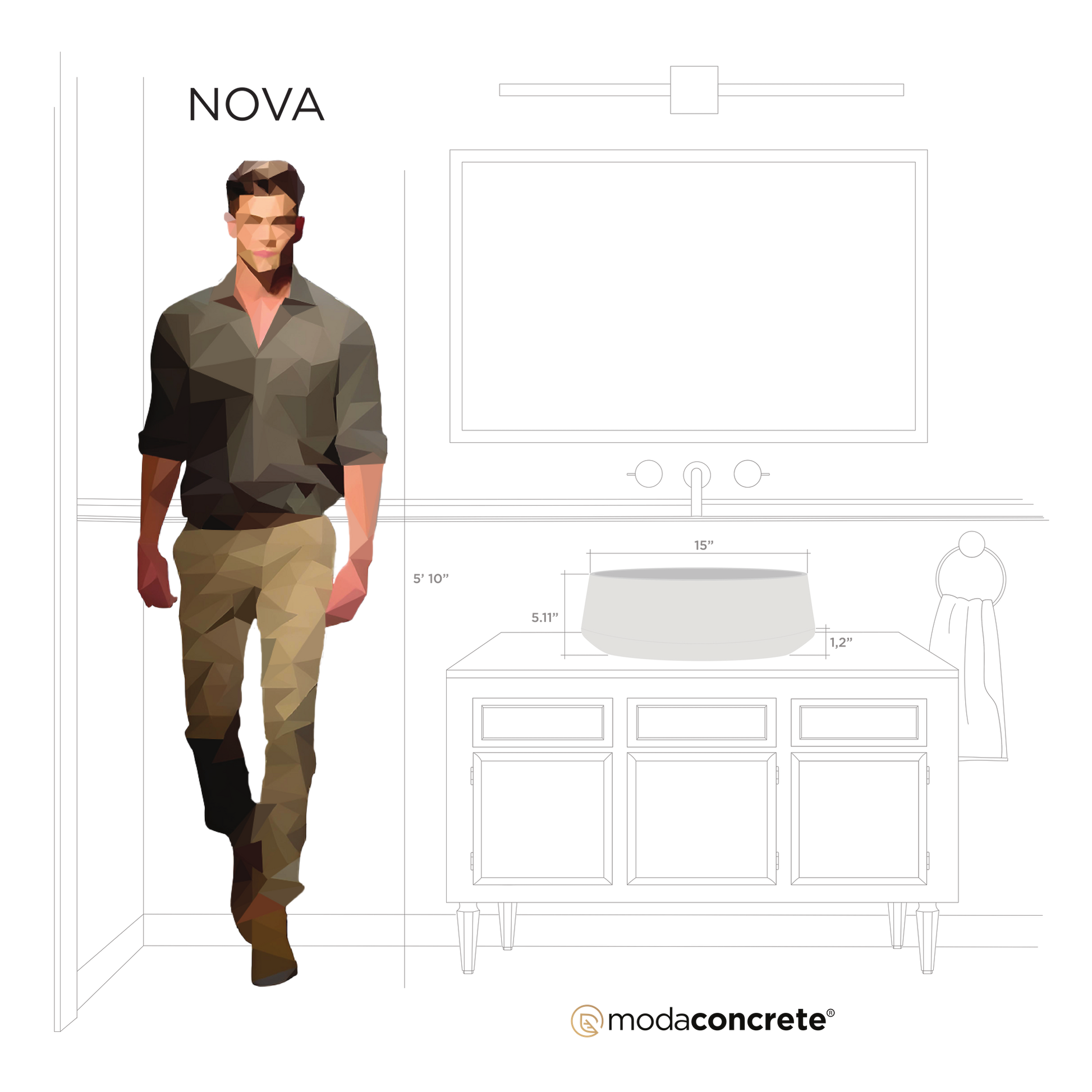 Nova Concrete Sink - Fluent Trends