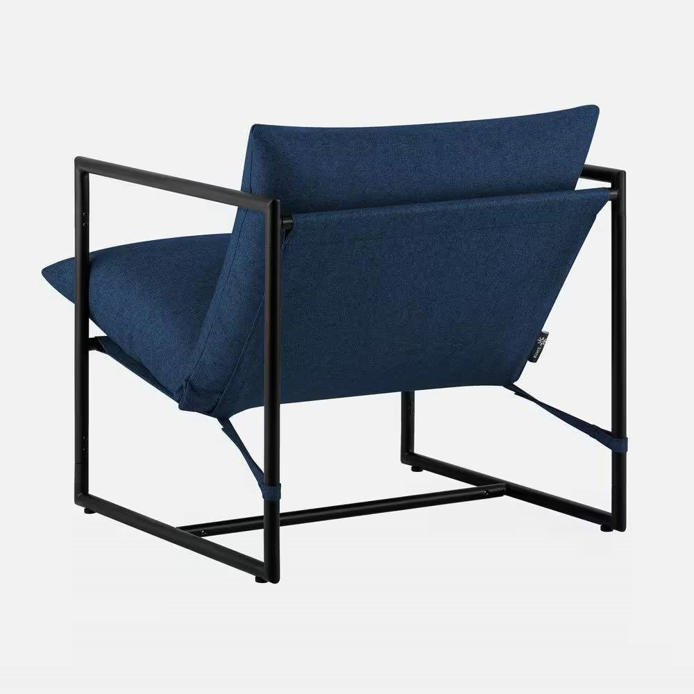 Modern Navy Blue Upholstered Accent Chair with Metal Frame Melrose Home Design