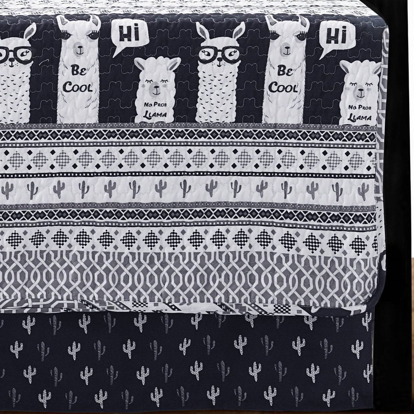 Navy White Stripes Llama Cactus Southwest 6 Piece Lightweight Daybed Cover Set Melrose Home Design