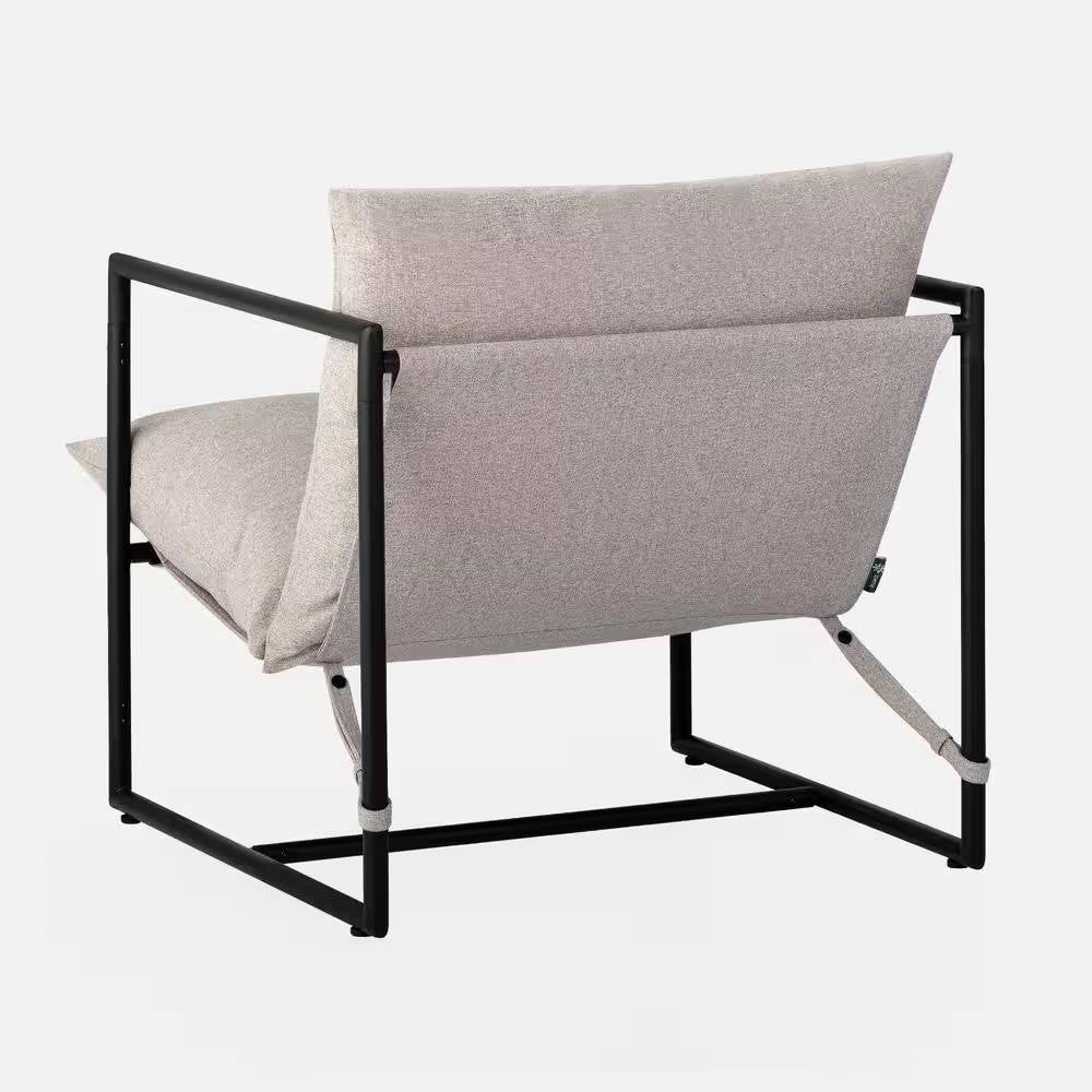 Modern Beige Grey Tan Oatmeal Upholstered Accent Chair with Metal Frame Melrose Home Design