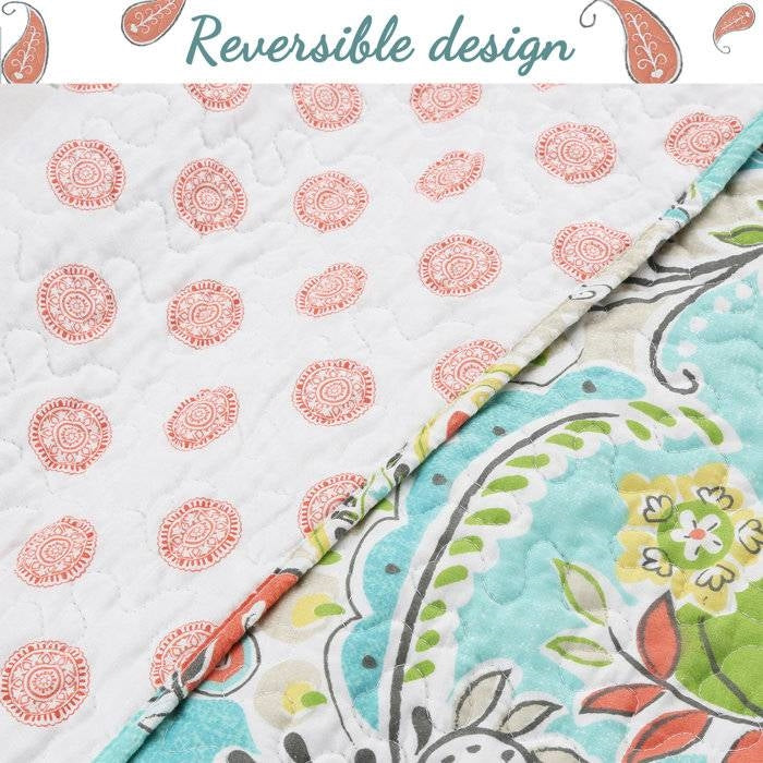 Aqua Paisley Floral 4 Piece Daybed Cover Set Melrose Home Design