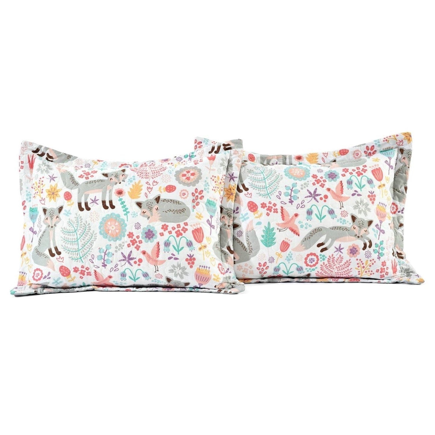 Pink Teal Orange Grey 6 Piece Floral Foxes Daybed Cover Bedding Set Melrose Home Design