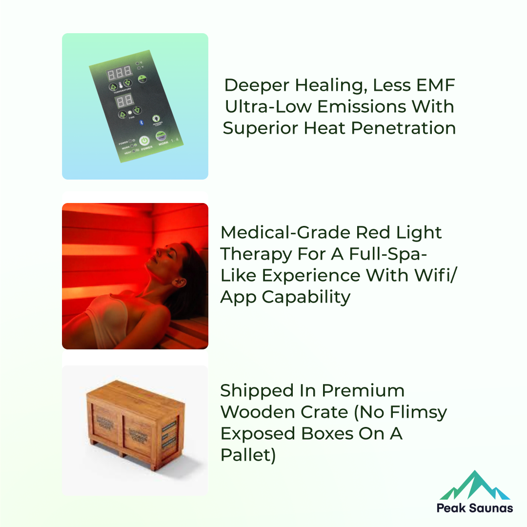 Peak Saunas Everest 2-Person Full Spectrum Infrared XL Medical-Grade Red Light Peak Wellness USA