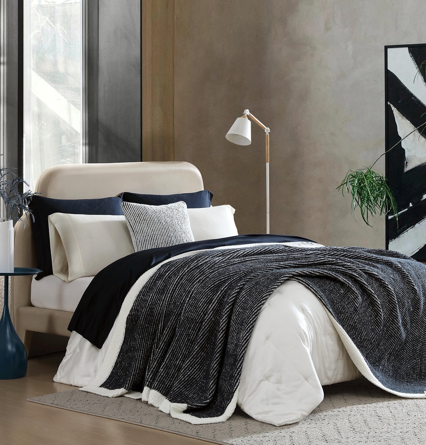 Two-Tone Ribbed Bed Blanket - Fluent Trends